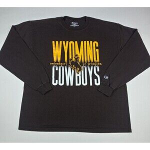 CHAMPION Wyoming Cowboys Long Sleeve Shirt NCAA Men's Size 2XL